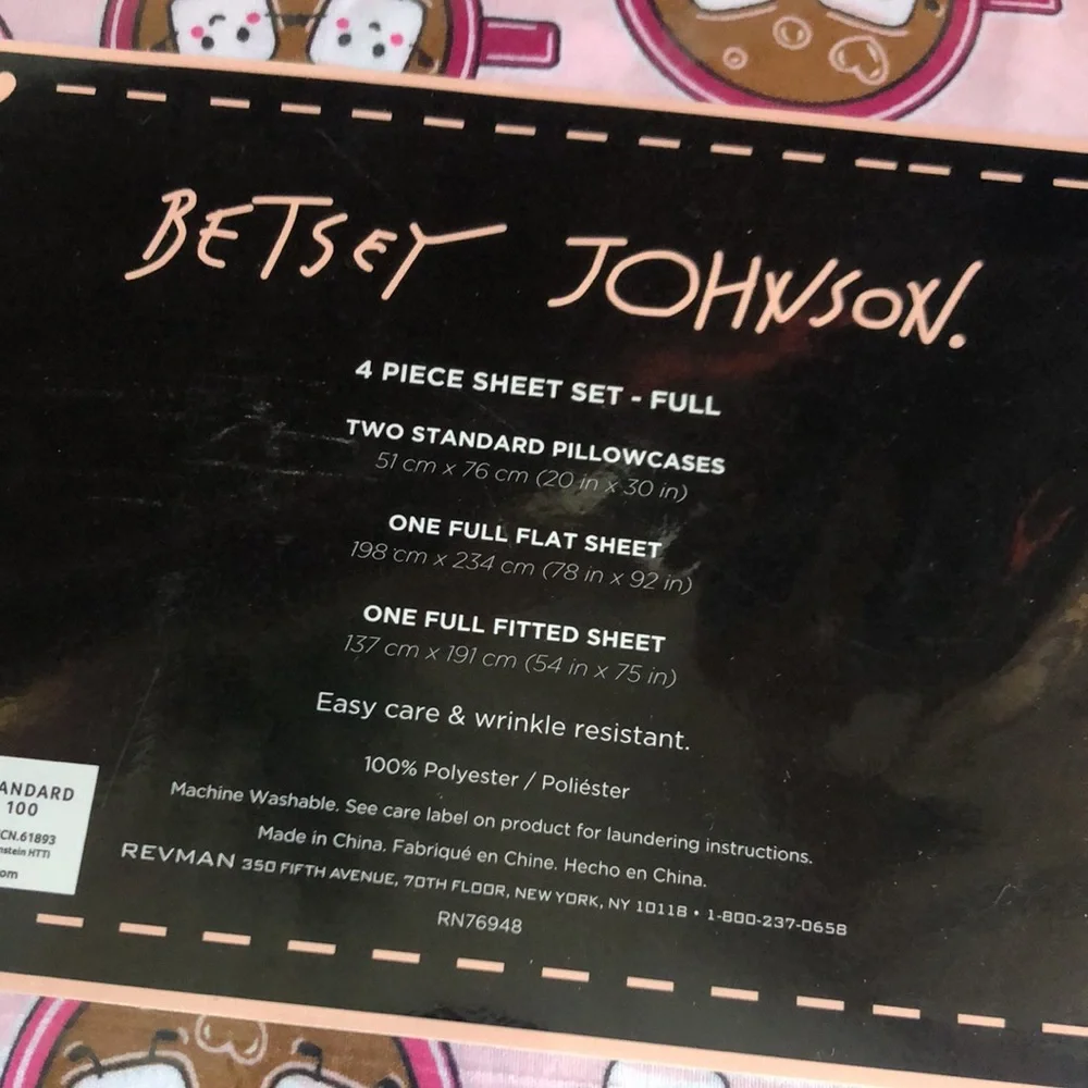 Betsey Johnson Pink and Brown Cocoa Marshmallow Buddies Sheet Set